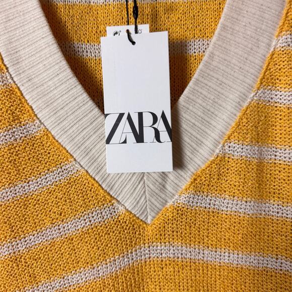 Zara Striped Sleeveless V Front Women's Sweater Sz S NWT - Picture 6 of 7